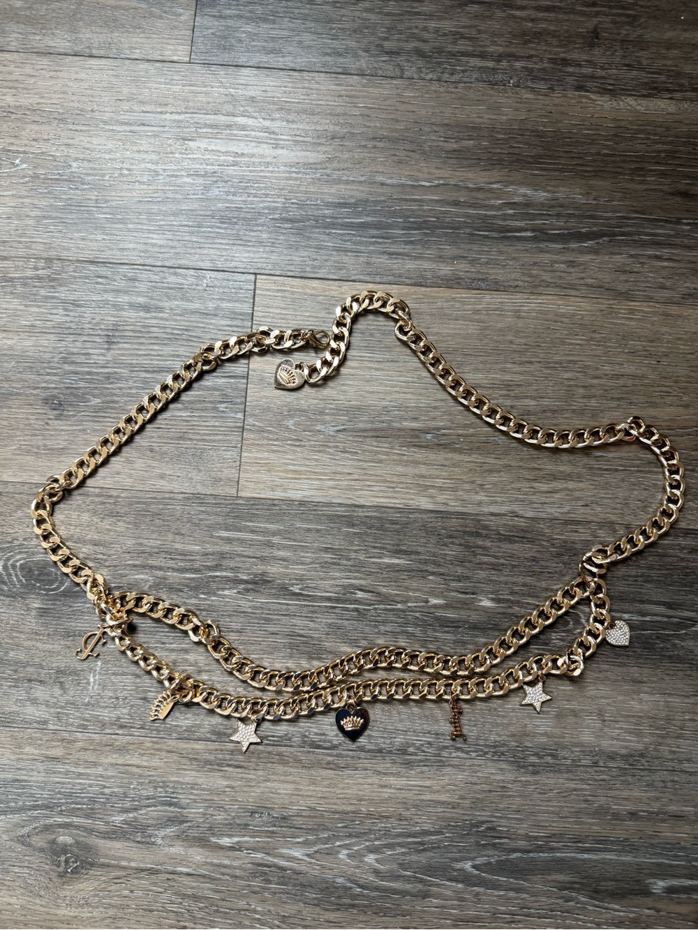 Juicy Couture Gold Chain Charm belt with Heart & Symbols